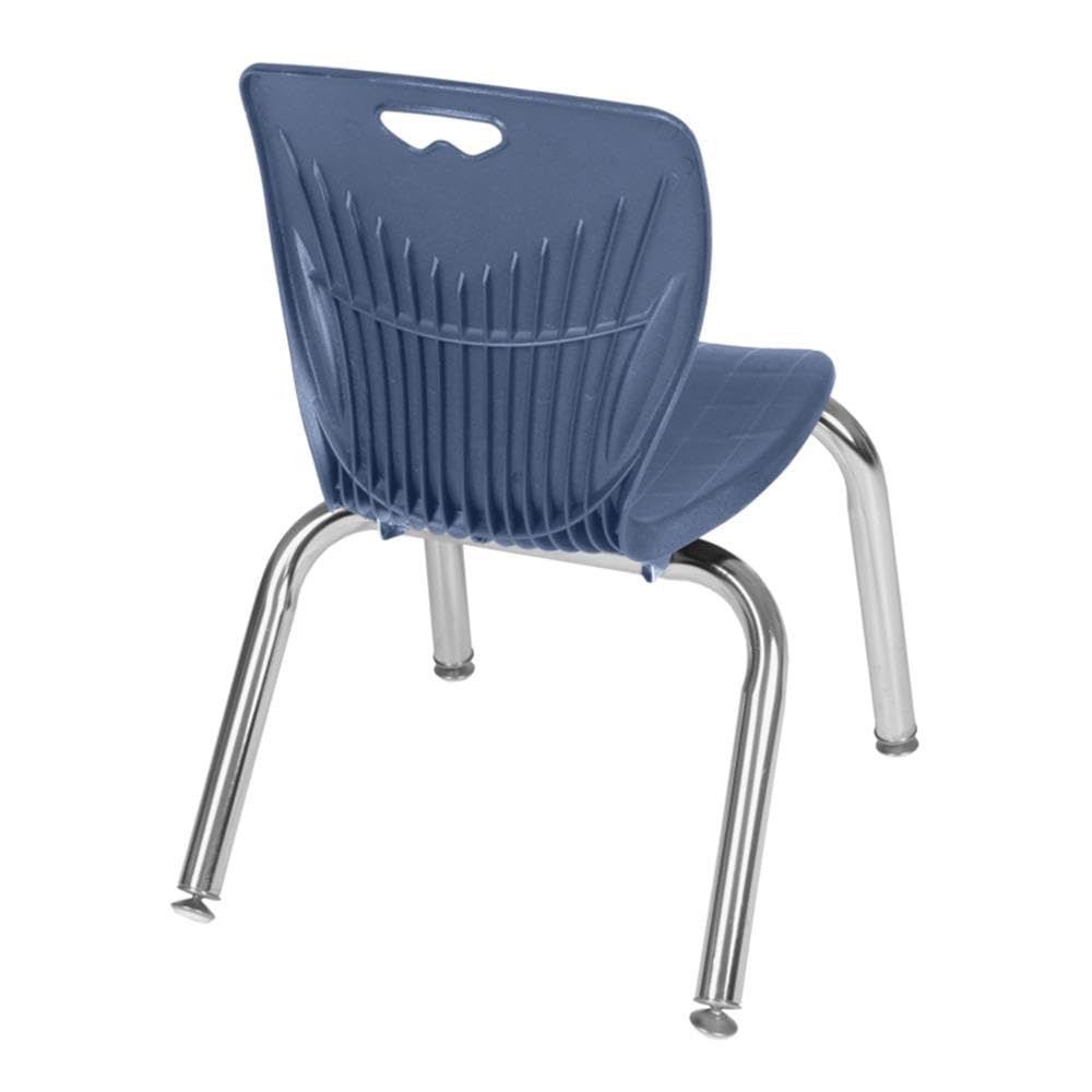 36" Square Mobile Table with 4 Navy Blue Stackable Chairs A74729