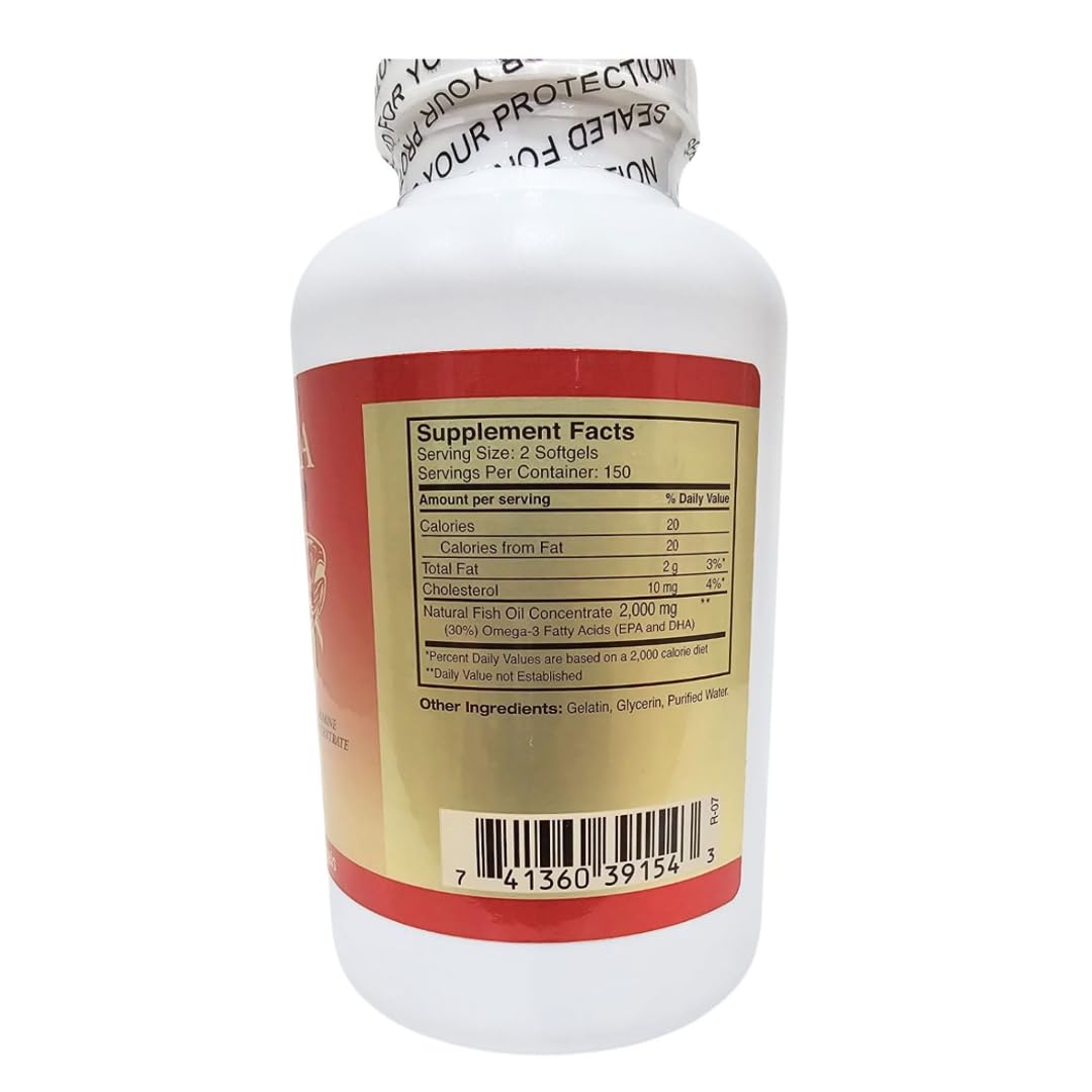 Omega 3 Fish Oil 1000mg 300 Softgels U70642