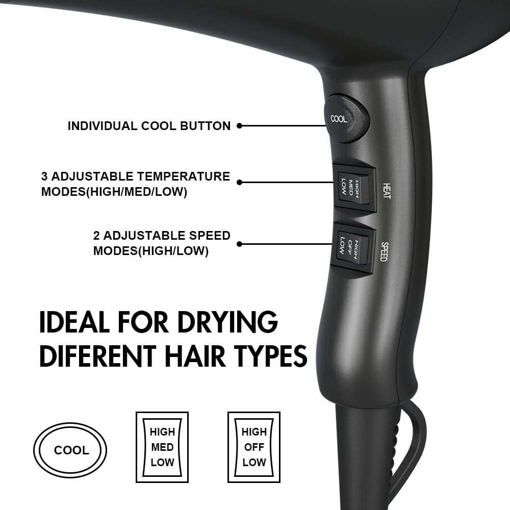 1875W Far Infrared Hair Dryer Black M945