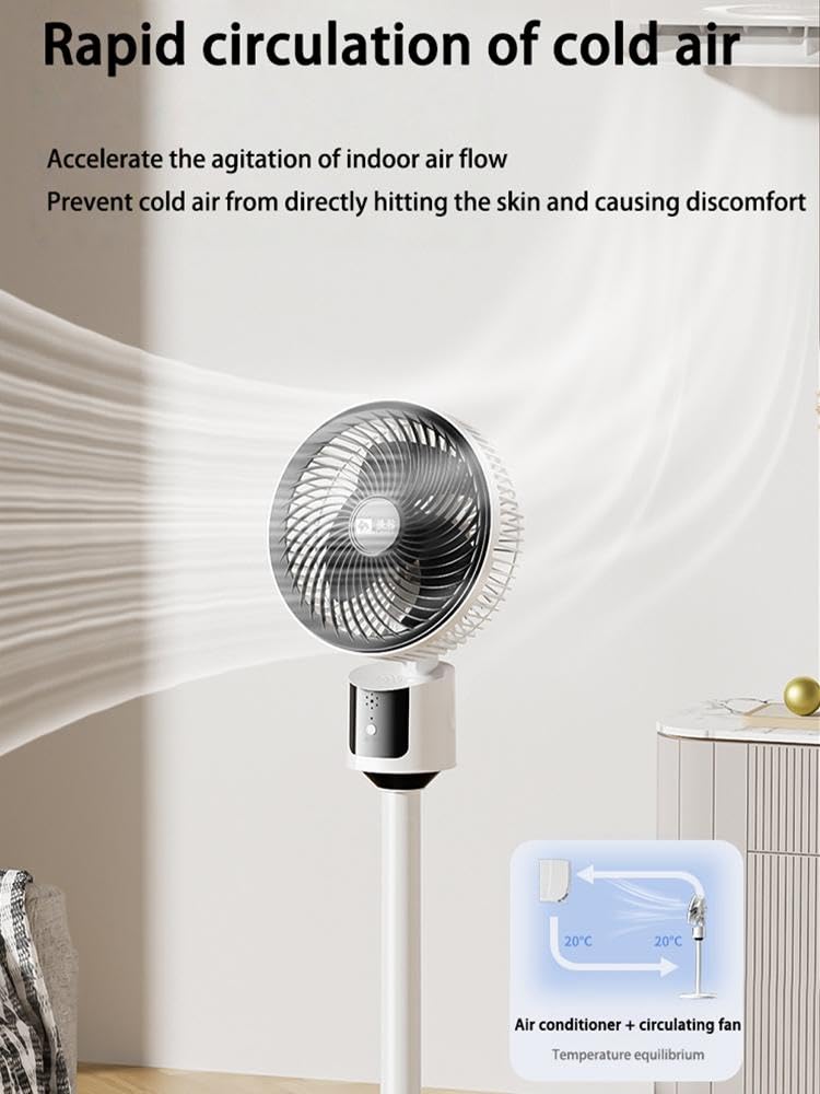 Standing Fan with Remote, 90° Oscillating, 3 Speeds, Adjustable Height W524