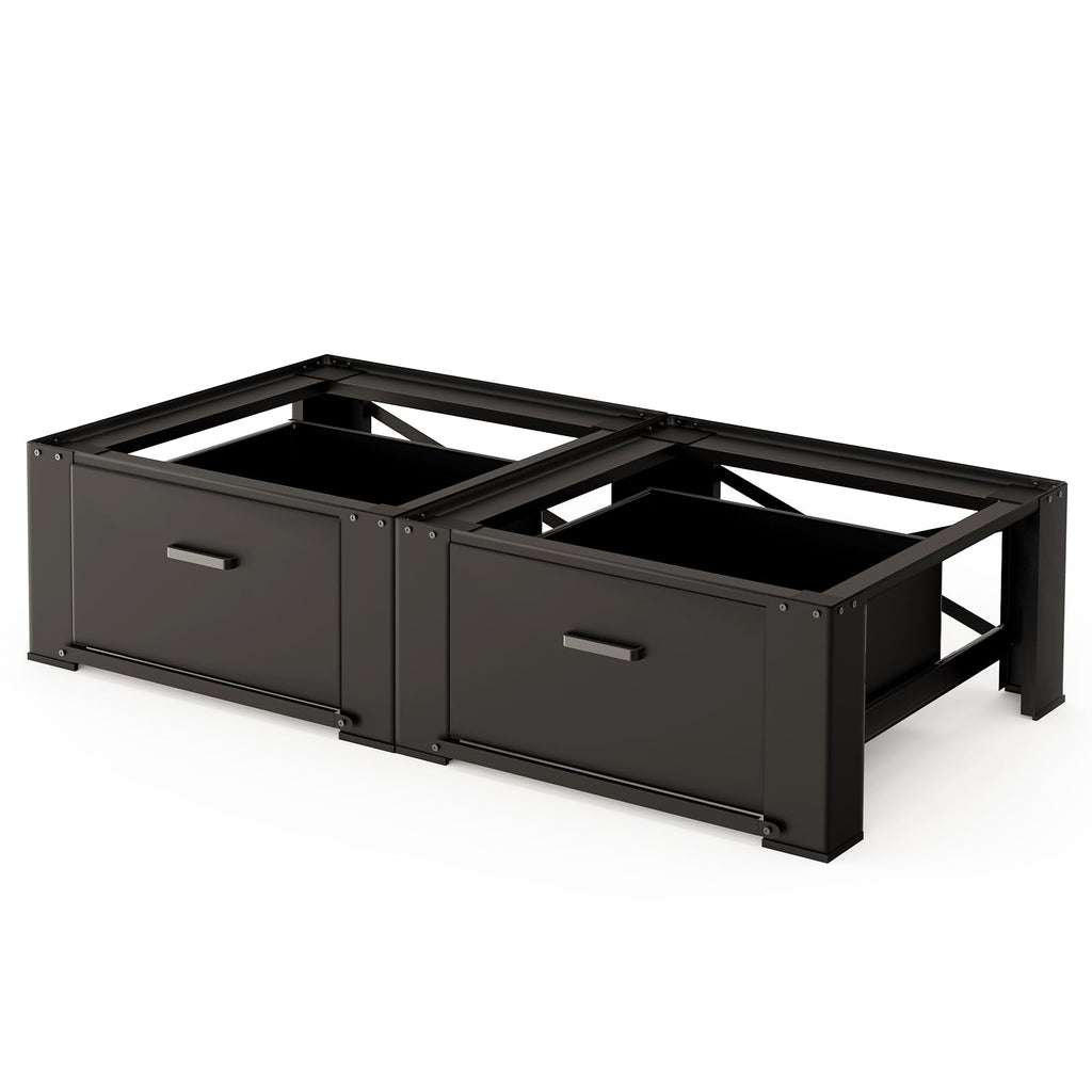29" Washer and Dryer Pedestals with Drawer Set of 2 Black F69998