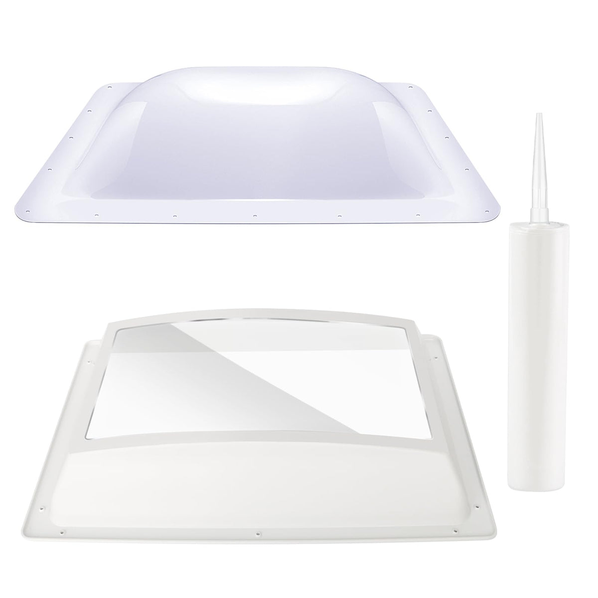 18" x 26" RV Shower Skylight Cover Outer Dome with Inner Dome and Sealant, White T605