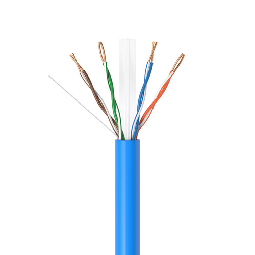 1000ft Cat6 Plenum Rated CMP 23AWG Solid CCA UTP 550MHz Bulk Network Cable Blue O9377