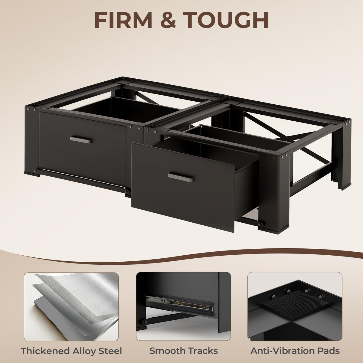 29" Washer and Dryer Pedestals with Drawer Set of 2 Black F69998