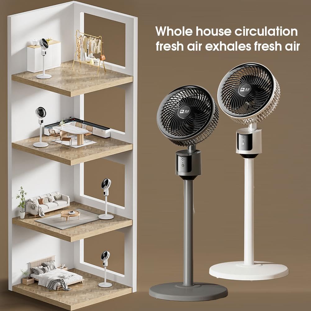 Standing Fan with Remote, 90° Oscillating, 3 Speeds, Adjustable Height W524