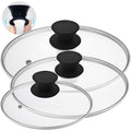Round Tempered Glass Lid Set with Black Handle, 3 Pieces H370