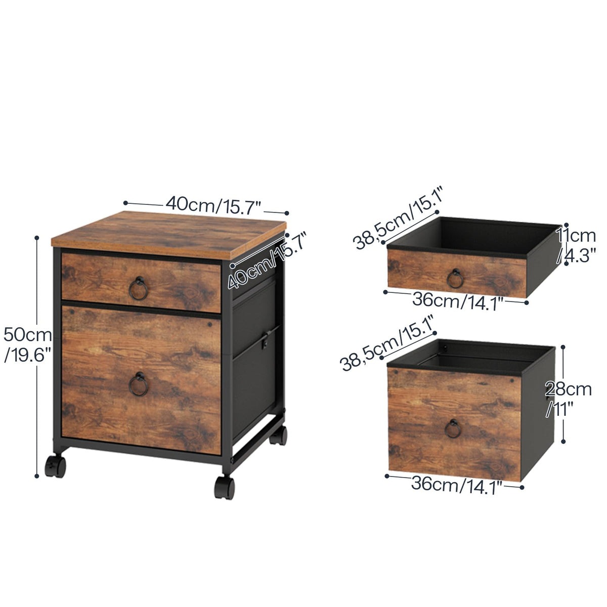 2 Drawer Mobile File Cabinet L1833