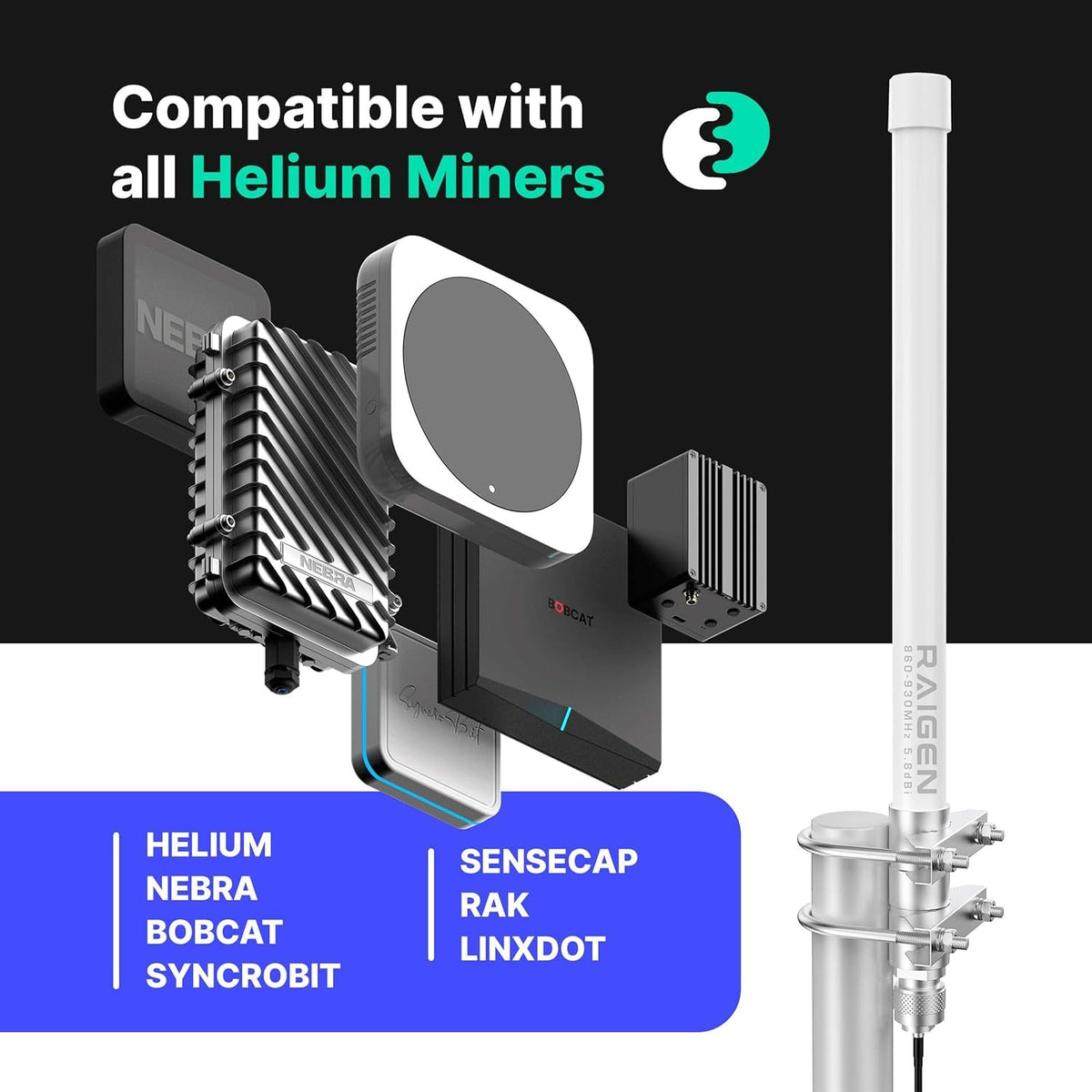 8dBi LoRa 915 MHz Indoor Omni-Directional Antenna A15126