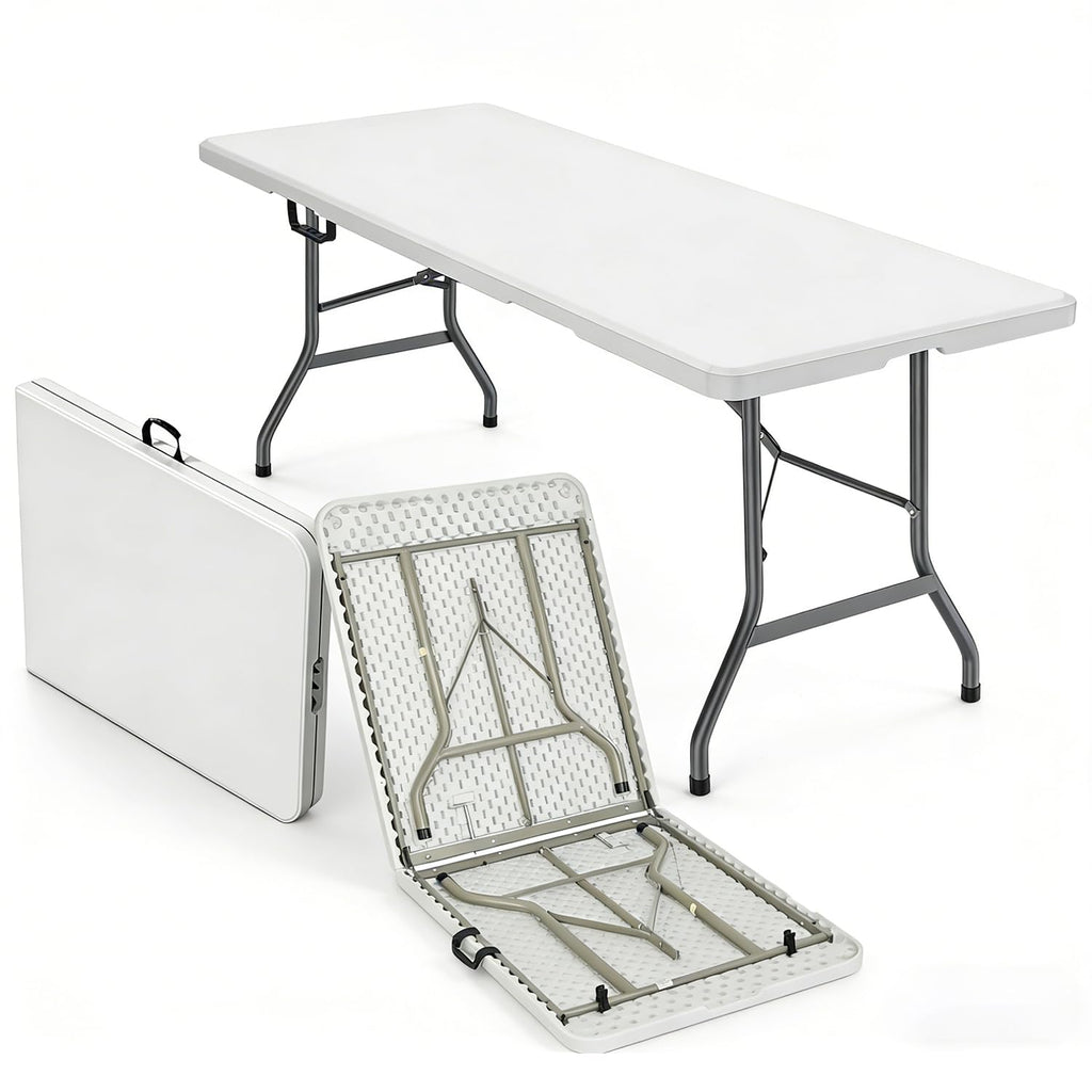 6FT White HDPE Folding Table with Carry Handle N13906