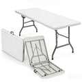 6FT White HDPE Folding Table with Carry Handle N13906