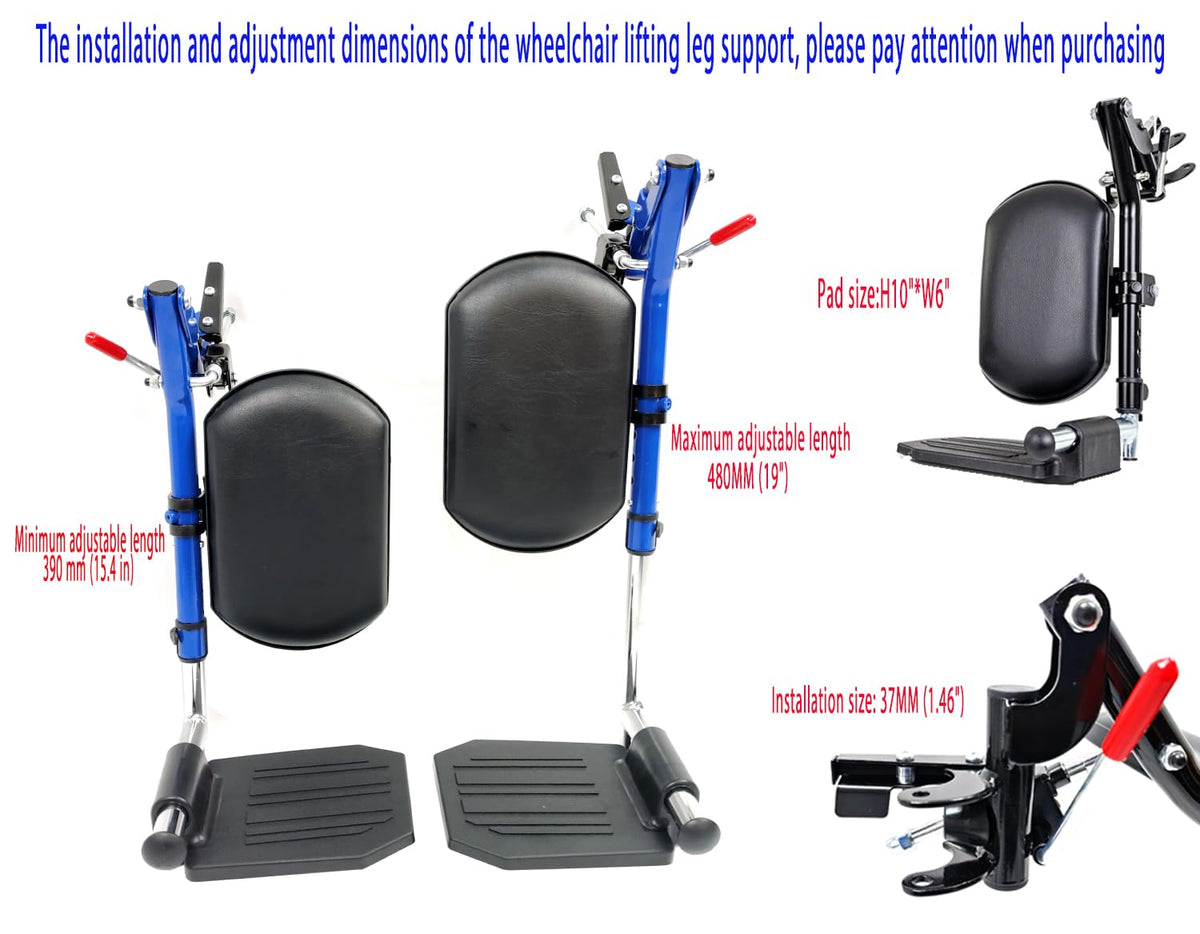 Blue Wheelchair Elevating Leg Rest with Padded Calf Pad J3135