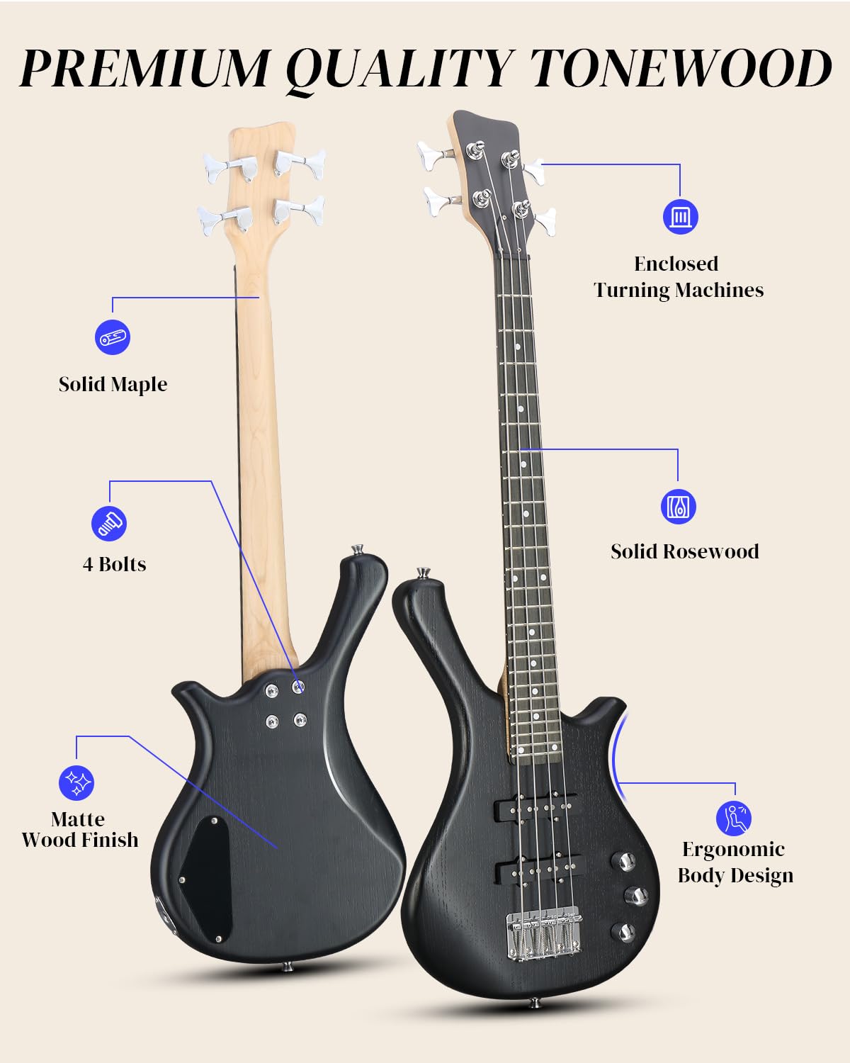 36 Inch 4 String Electric Bass Guitar X13936