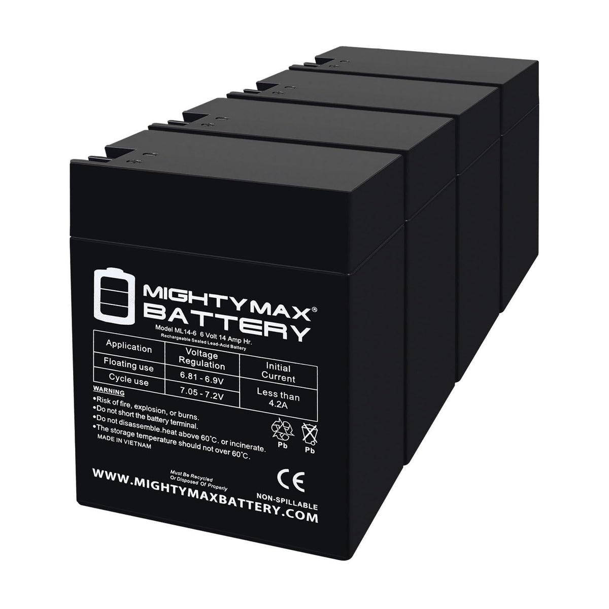 6V 14Ah AGM Replacement Battery 4 Pack I46588
