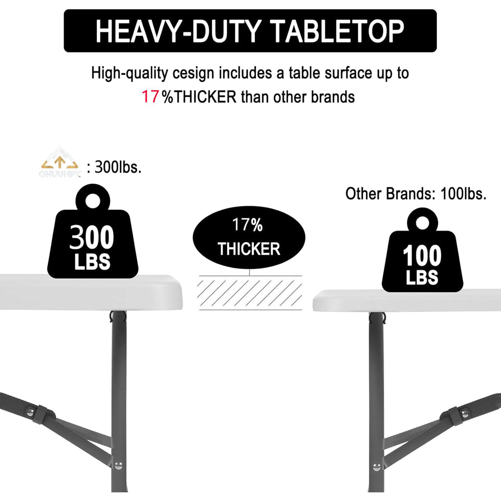6FT White HDPE Folding Table with Carry Handle N13906