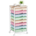 Rolling Storage Cart with 8 Drawers and Wooden Tabletop L86942