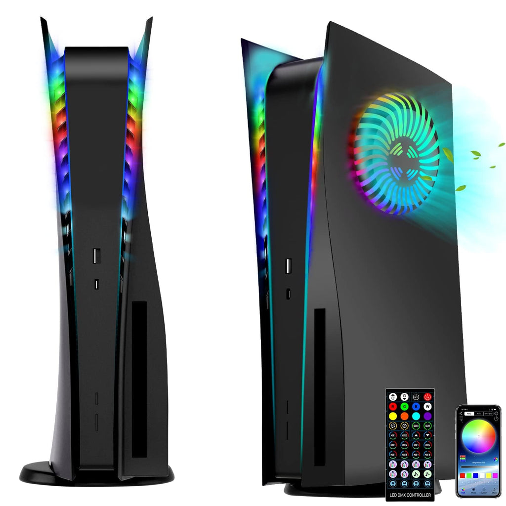 PS5 Faceplates with Cooling Vents LED Lights Black U784219