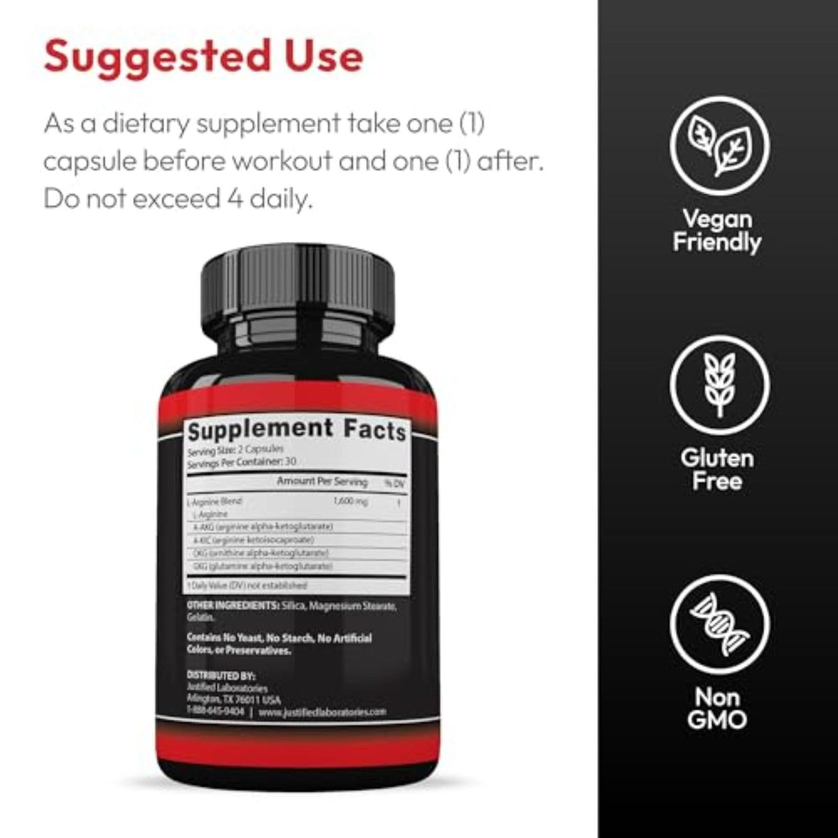 L-Arginine Men's Health Supplement 60 Capsules Pack of 3 A7703