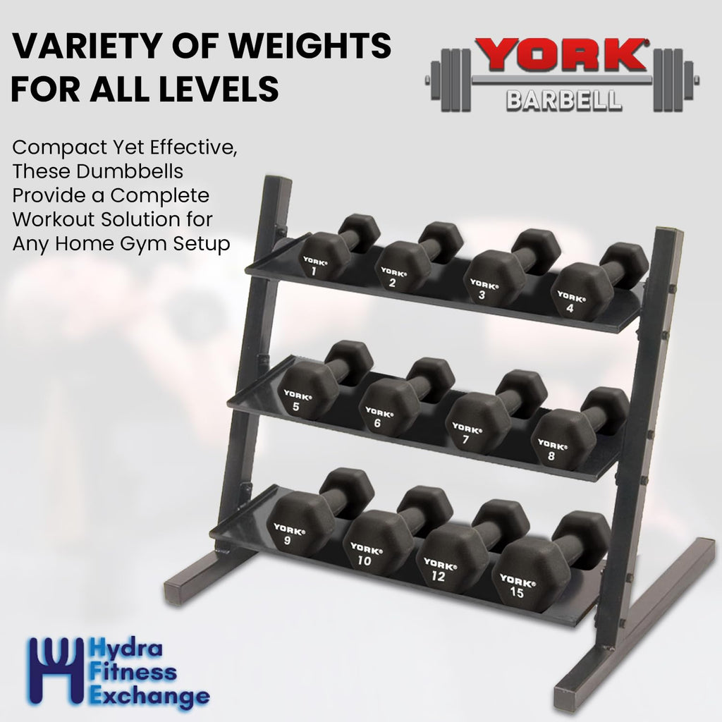 Neoprene Hexagon Dumbbells with Cast Ergo Handle, 10lb Pack of 4 Y626183