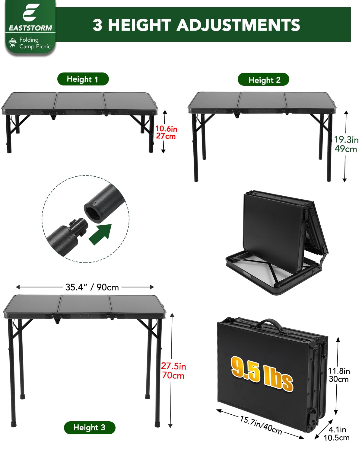 Small Folding Camping Table Black Z63381