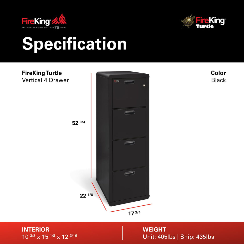 Black 4 Drawer Fire Rated File Cabinet C12100