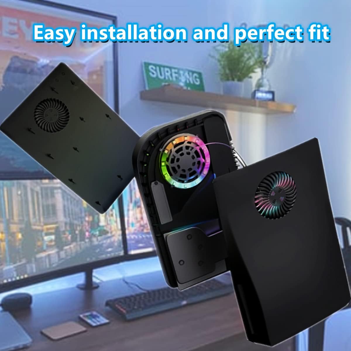 PS5 Faceplates with Cooling Vents LED Lights Black U784219