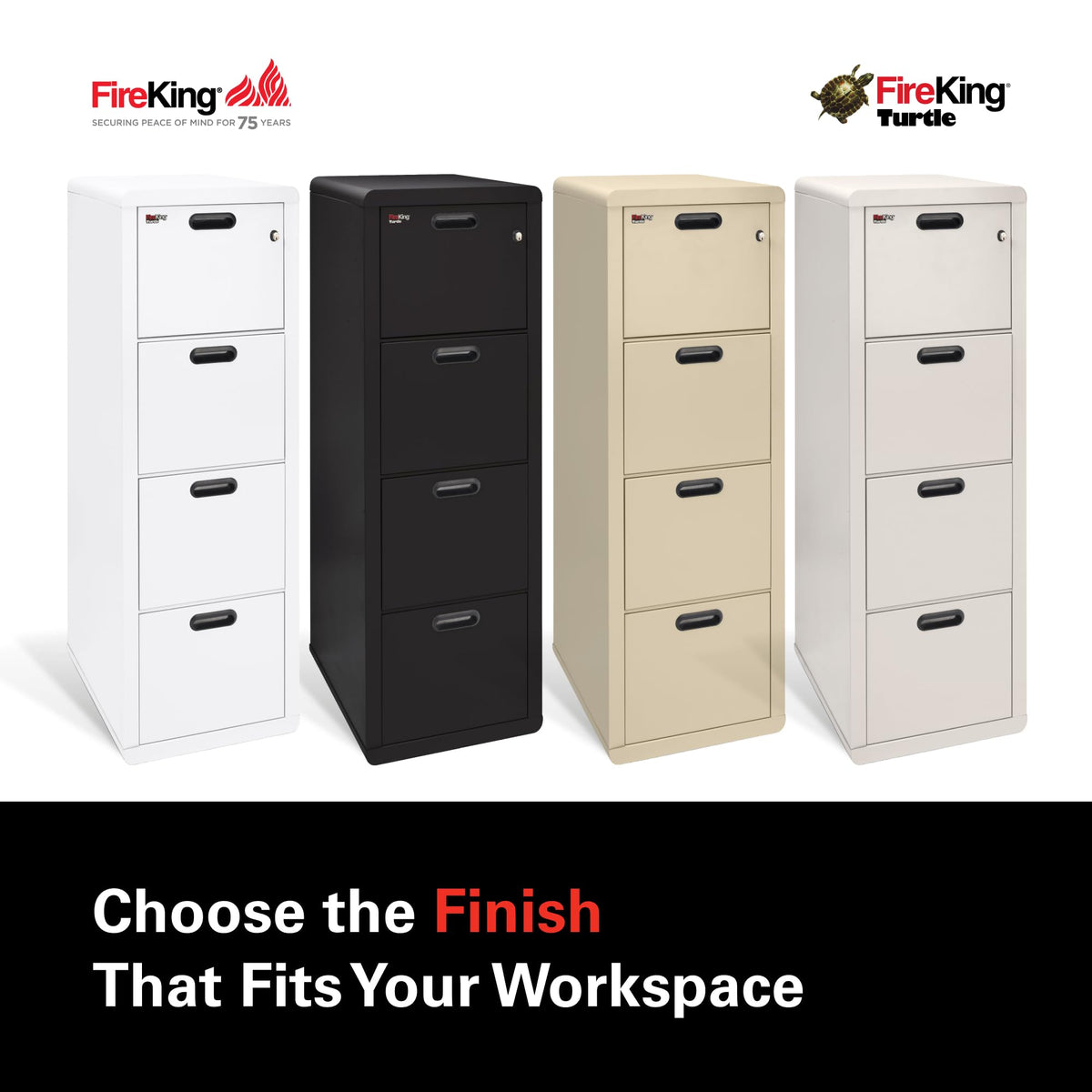 Black 4 Drawer Fire Rated File Cabinet C12100