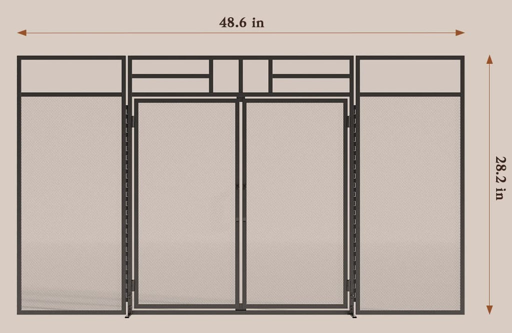 3-Panel Magnetic Fireplace Screen Wrought Iron Spark Guard K46639