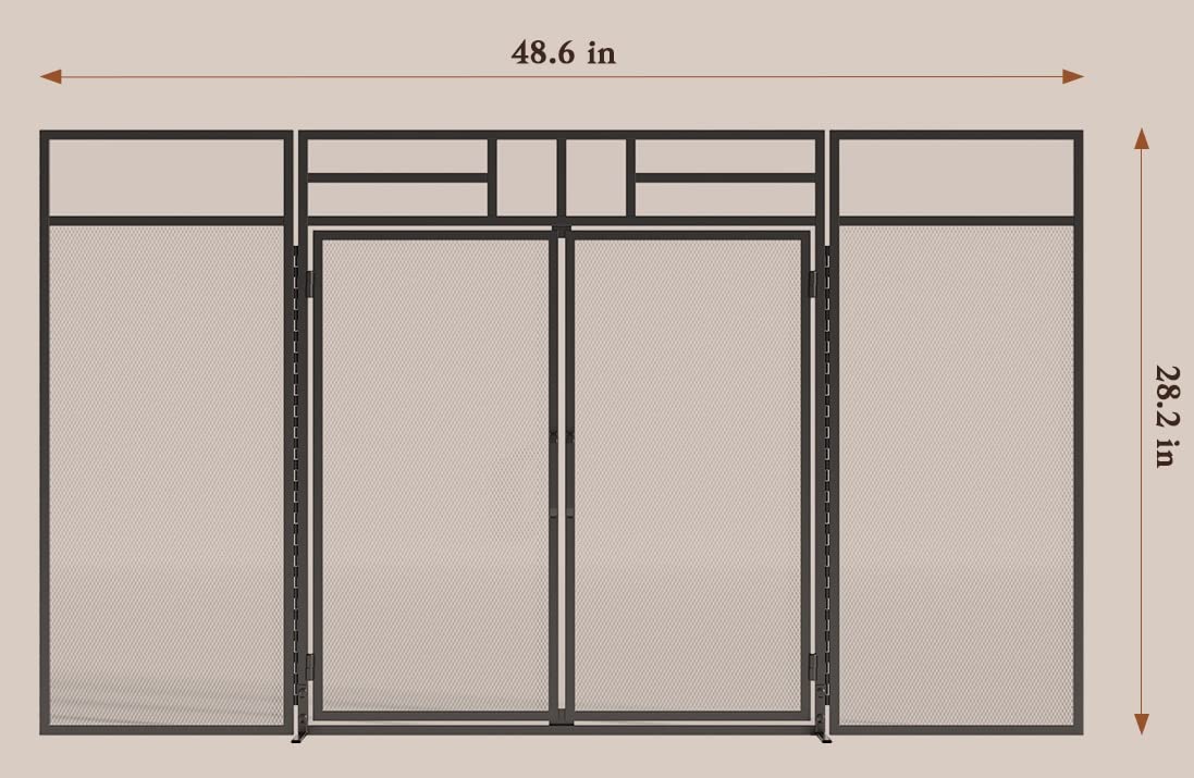 3-Panel Magnetic Fireplace Screen Wrought Iron Spark Guard K46639