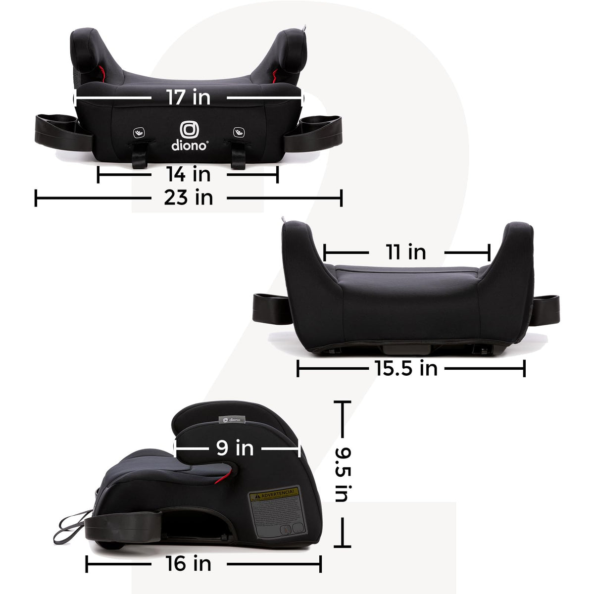 Black Backless Belt-Positioning Booster Seat P5590
