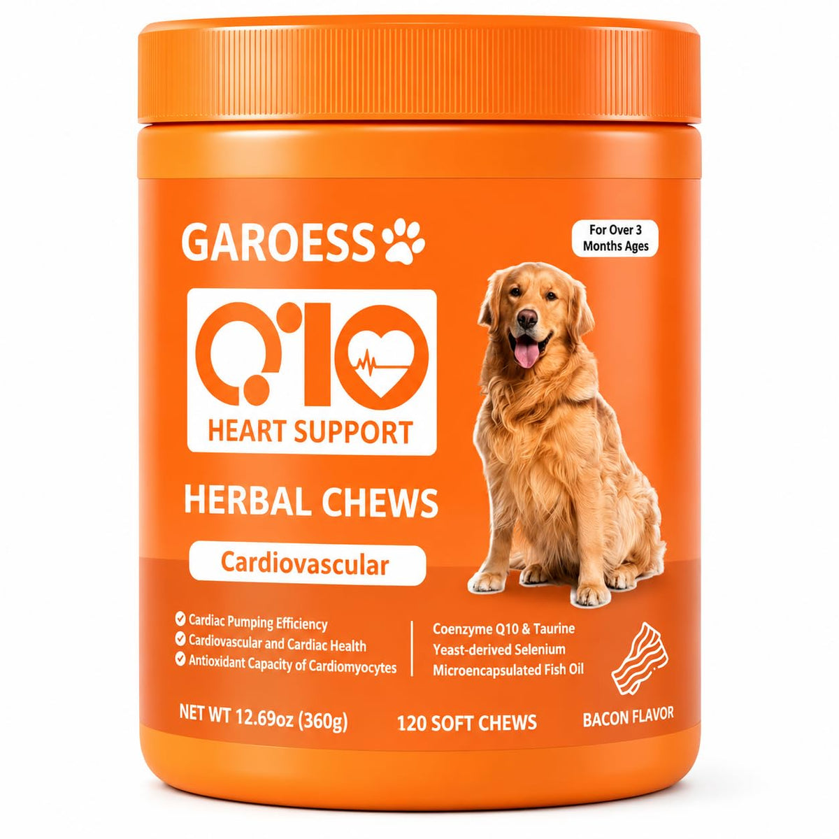 Bacon Flavor 120 Count CoQ10 Chews for Dogs C277
