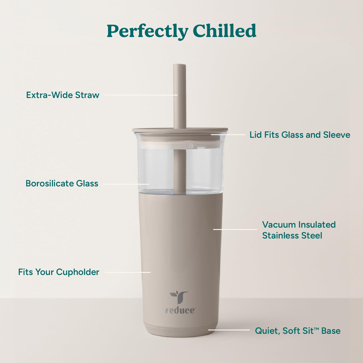 20oz Vacuum Insulated Glass Tumbler with Straw & Lid D435