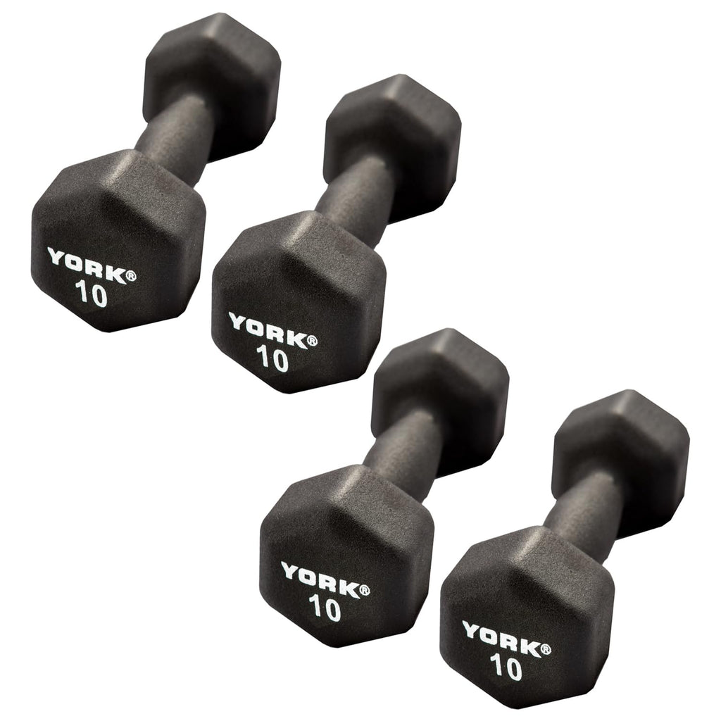 Neoprene Hexagon Dumbbells with Cast Ergo Handle, 10lb Pack of 4 Y626183