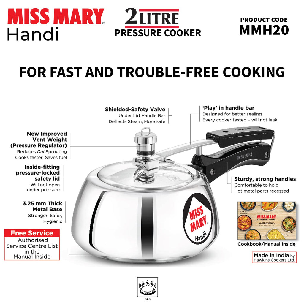 2 Litre Aluminium Pressure Cooker J298431