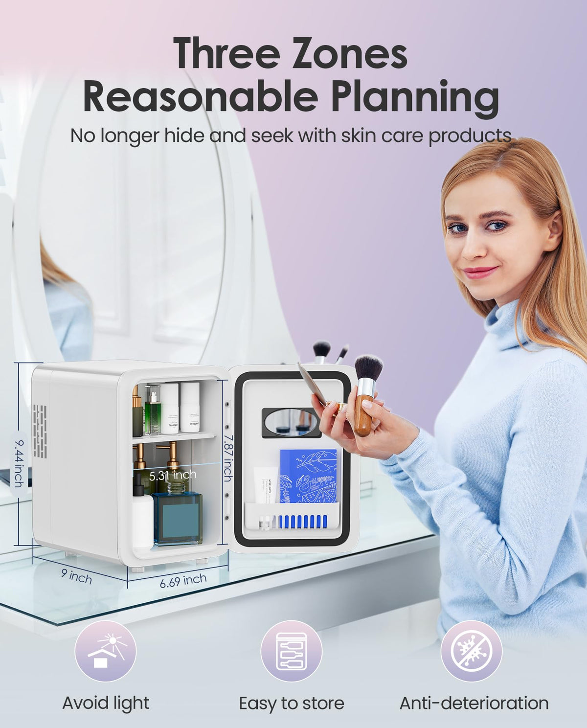 4L Pearly White Mini Skincare Fridge X261005