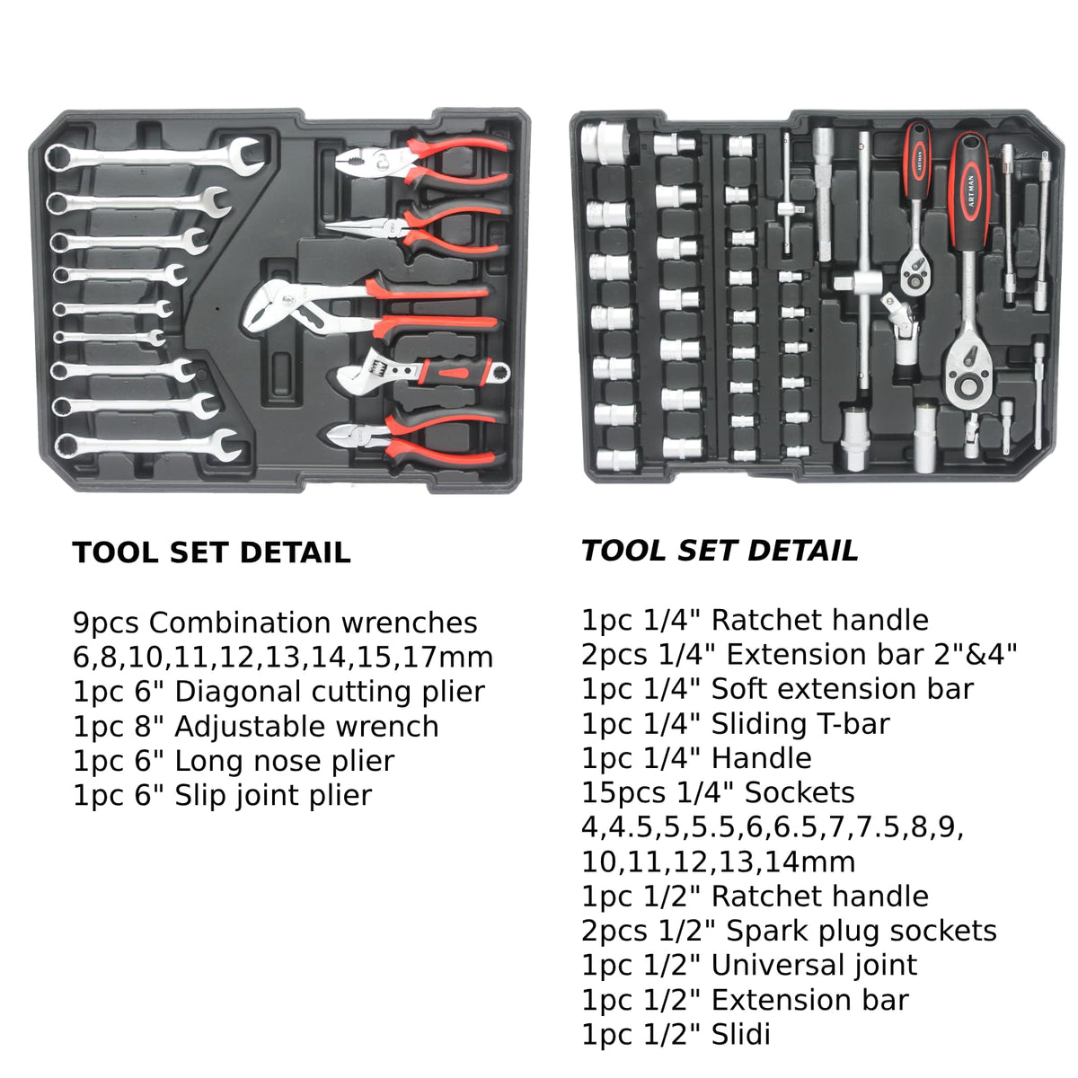 899 PCS Home Auto Repair Tool Kit with Rolling Tool Box U830