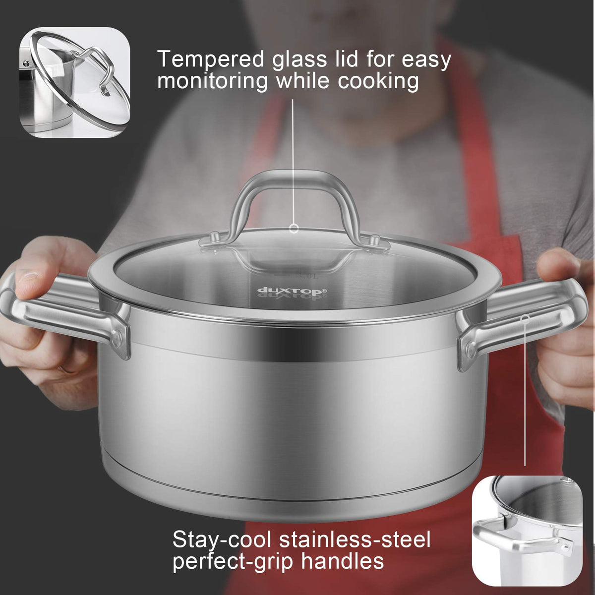 Stainless Steel 4.2 Qt Stock Pot with Lid Q1332