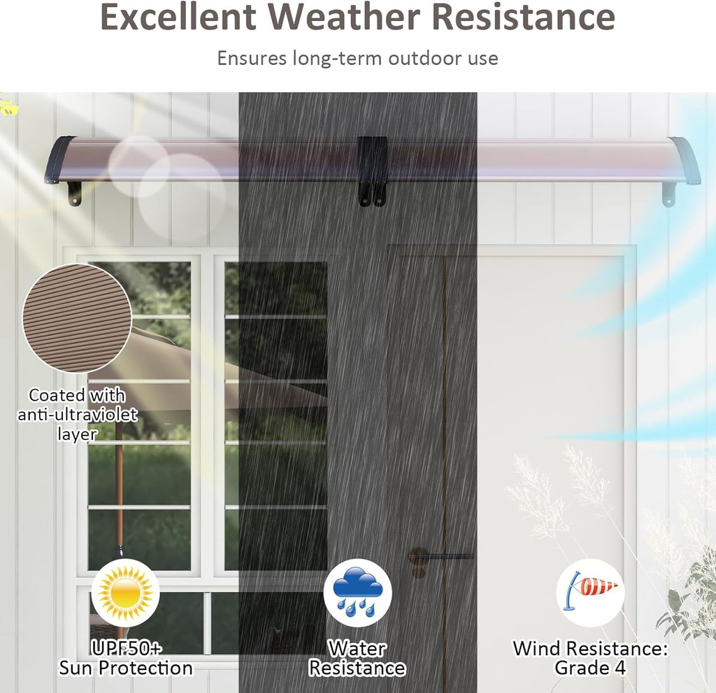 46”x38” UPF 50+ Polycarbonate Window Door Awning T6786