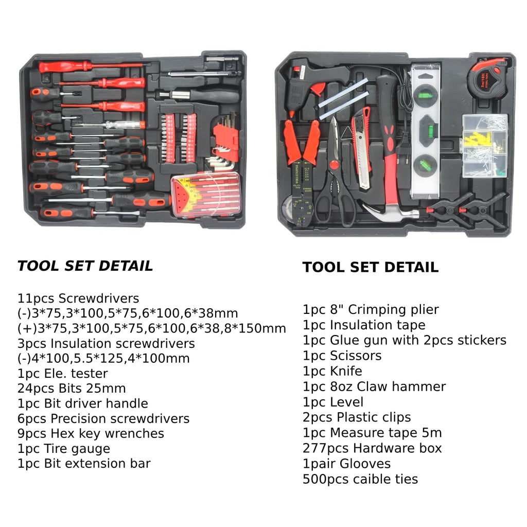 899 PCS Home Auto Repair Tool Kit with Rolling Tool Box U830