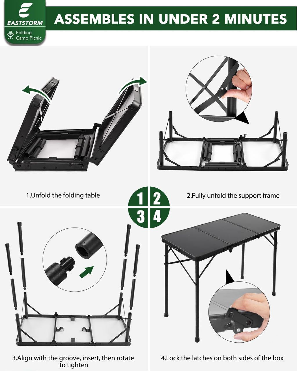 Small Folding Camping Table Black Z63381