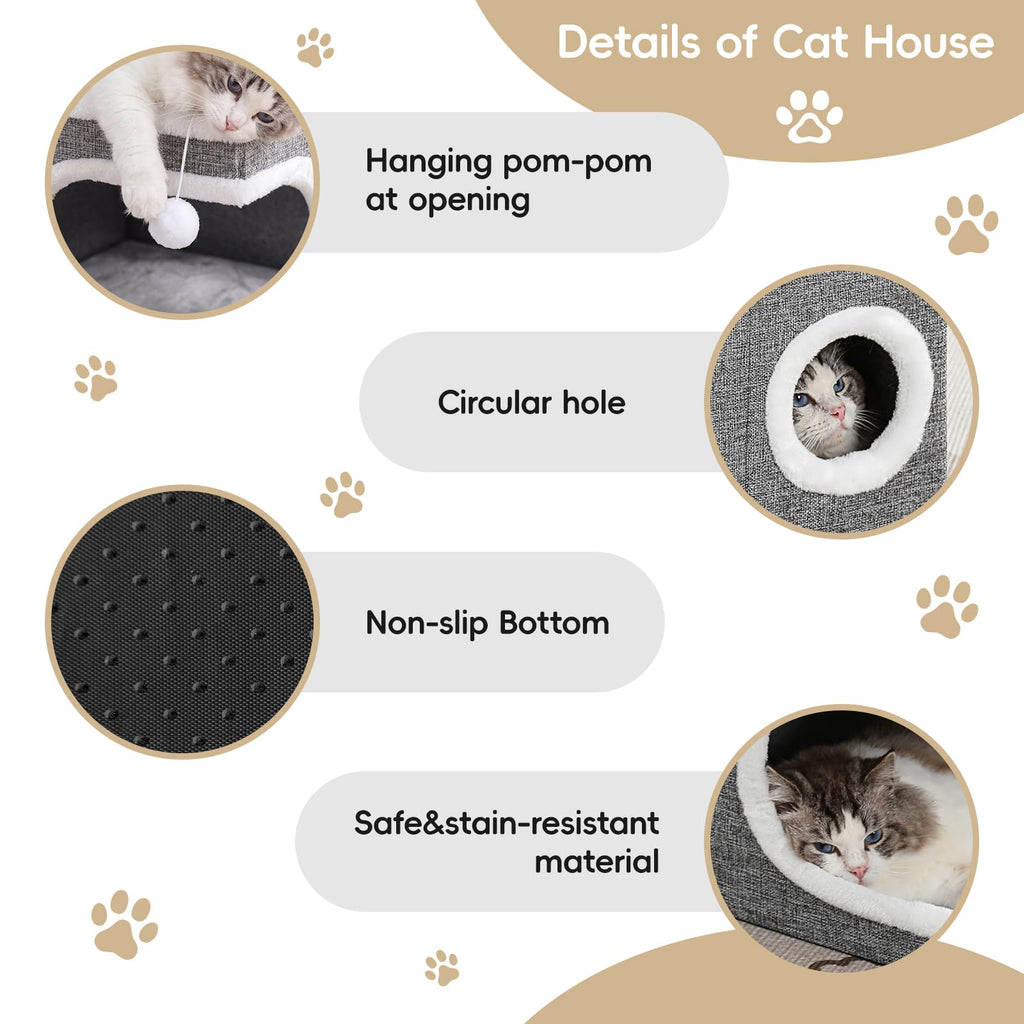Large Covered Cat Bed Cave, Grey, 16in U315