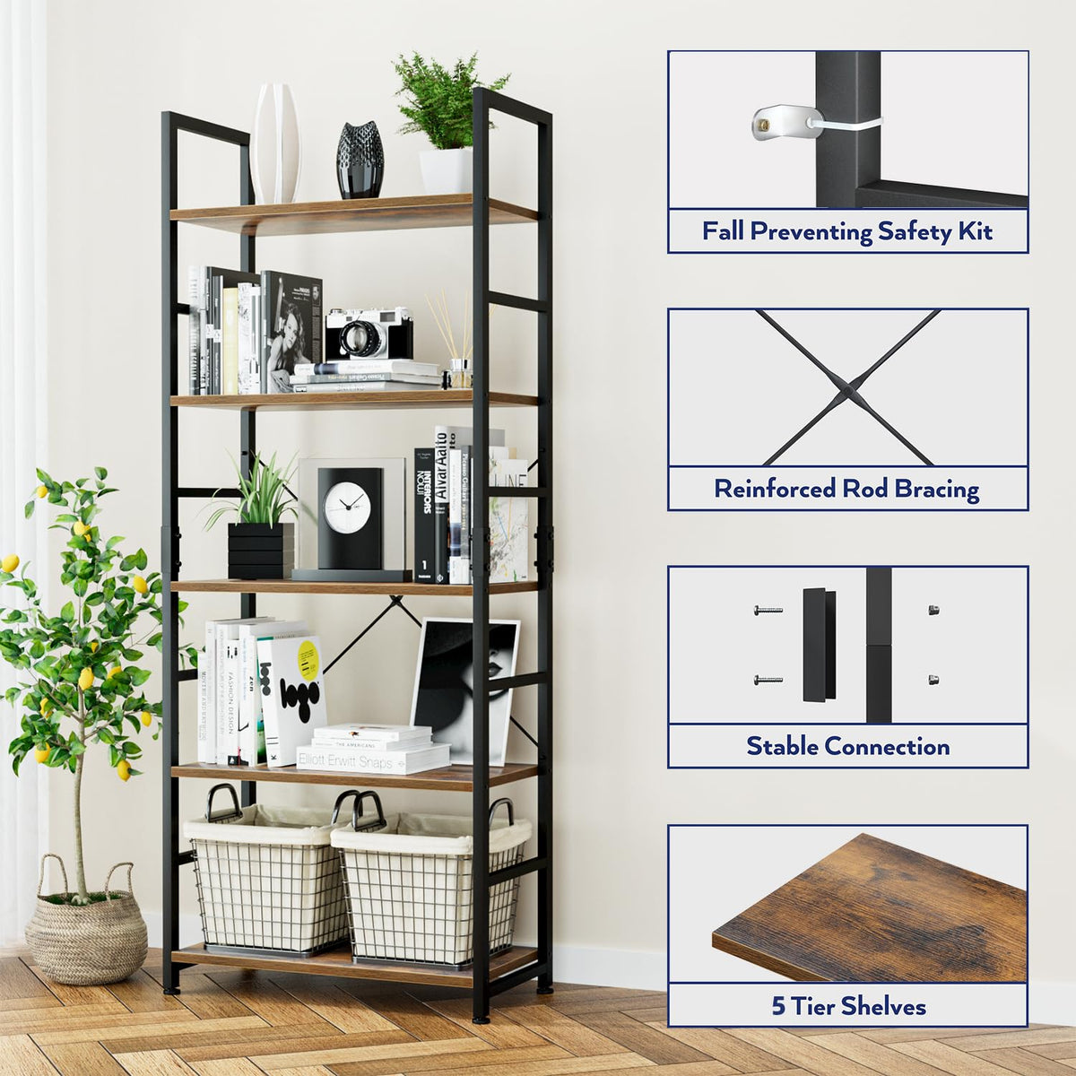 5 Tier Freestanding Bookshelf C165044