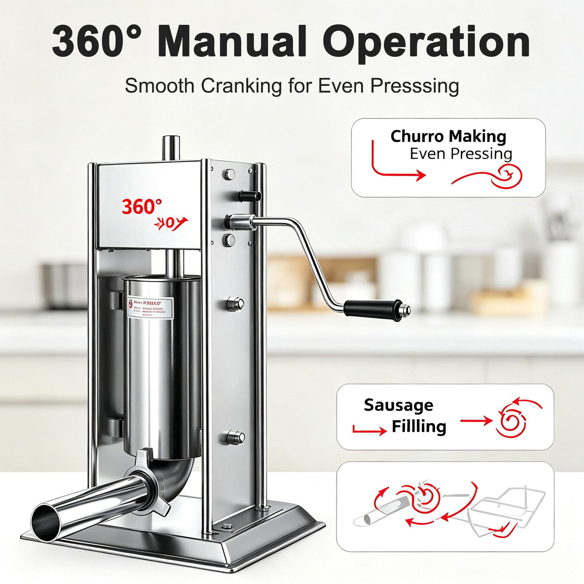 Stainless Steel Vertical Sausage Filler & Churro Press D37289