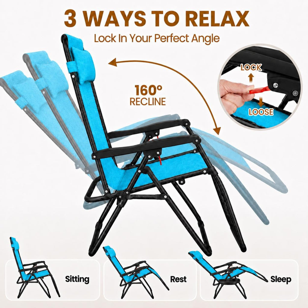 Light Blue Set of 2 Adjustable Zero Gravity Recliners Q638198