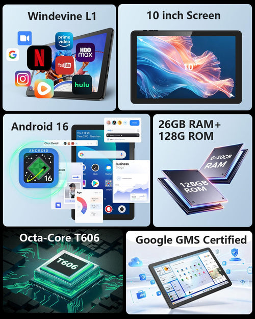 10 inch Tablet with 26GB RAM 128GB ROM 7000 mAh O87437