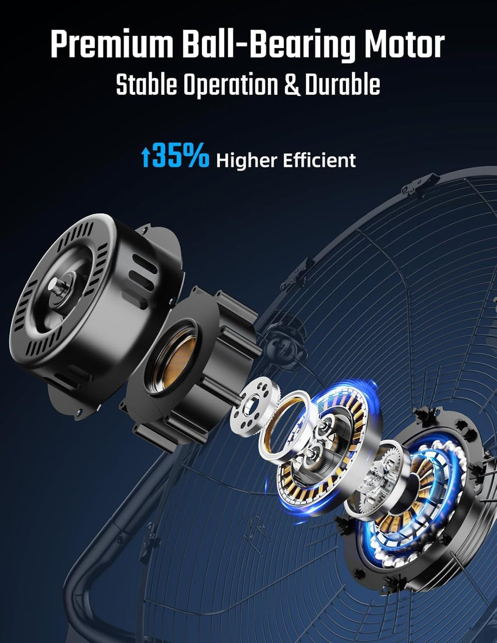 20 Inch 3-Speed High Velocity Metal Floor Fan Q5287