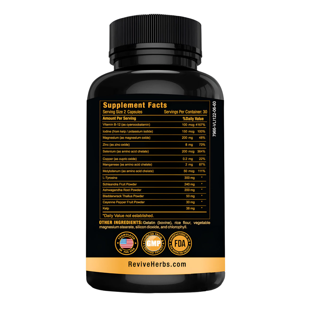 Ashwagandha Iodine Selenium Magnesium Zinc Vitamin B12 60 Capsules K245