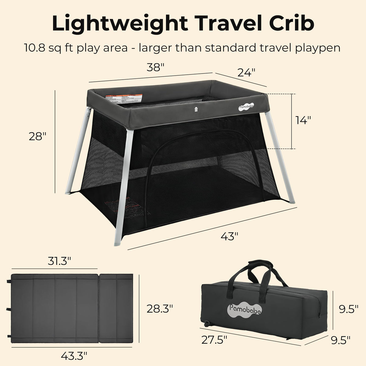 Foldable Portable Playpen with Mattress R754