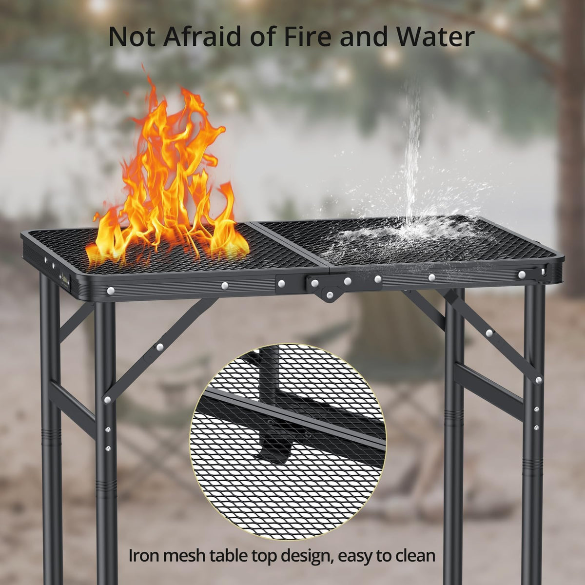 2ft Folding Camping Grill Table Black Z404
