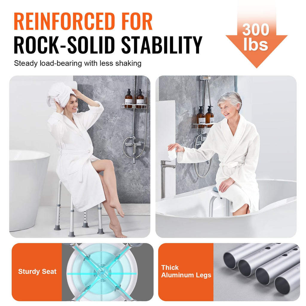Adjustable Non-Slip Shower Chair 300 lbs Capacity I189002