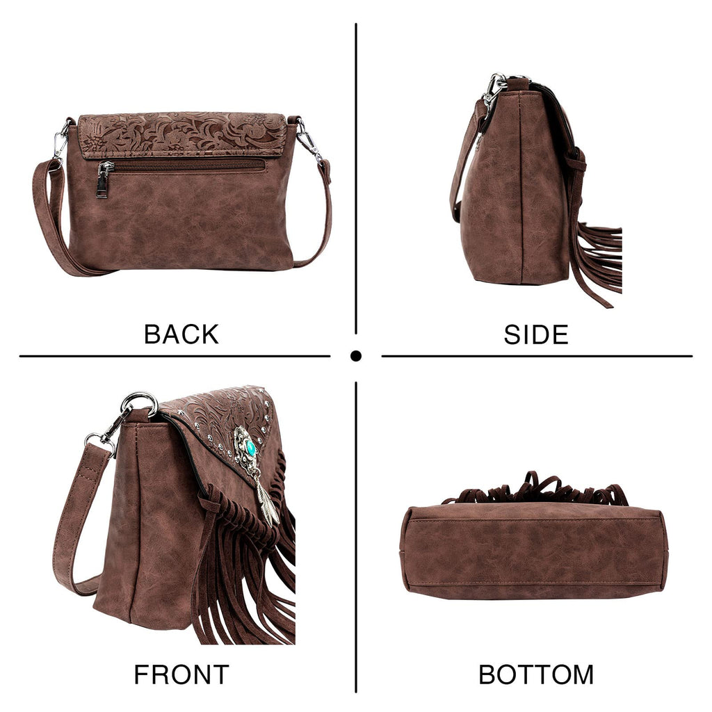 Small Turquoise Fringe Crossbody Handbag Y8124